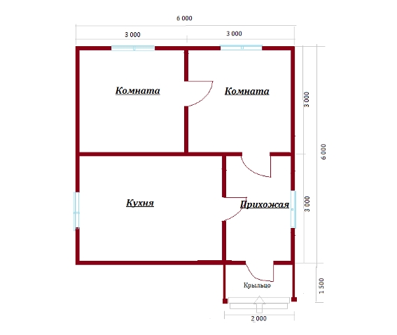 проект каркасного дома 6х6